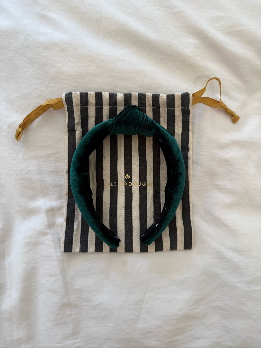 Lele Sadoughi Emerald Velvet Knot Headband